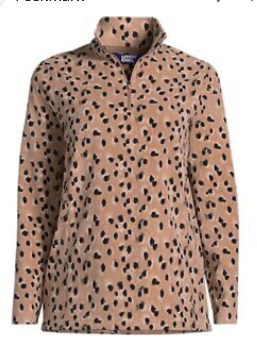 Lands' End Fleece pullover Leopard cheetah jaguar animal Print small